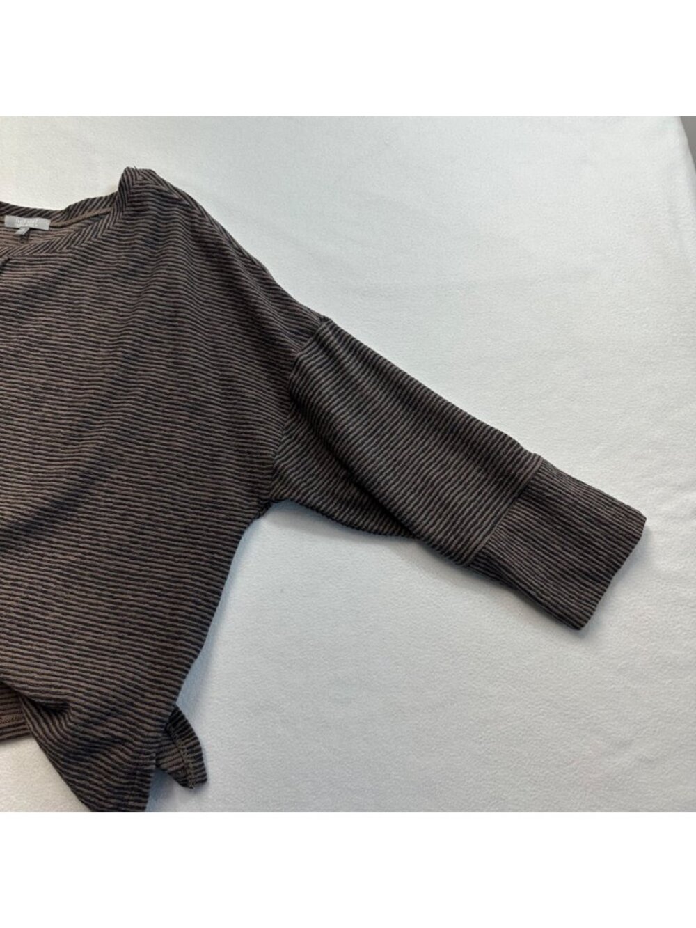 Habitat Cotton Boxy Top Womens Size XL 3/4 Sleeve Neutral Lagenlook Casual - Picture 4 of 12